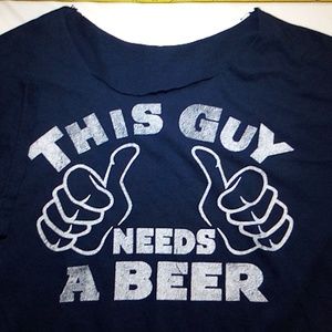 No Name, Size Small, Blue w/imprint, Short Sleeve T-shirt (altered)